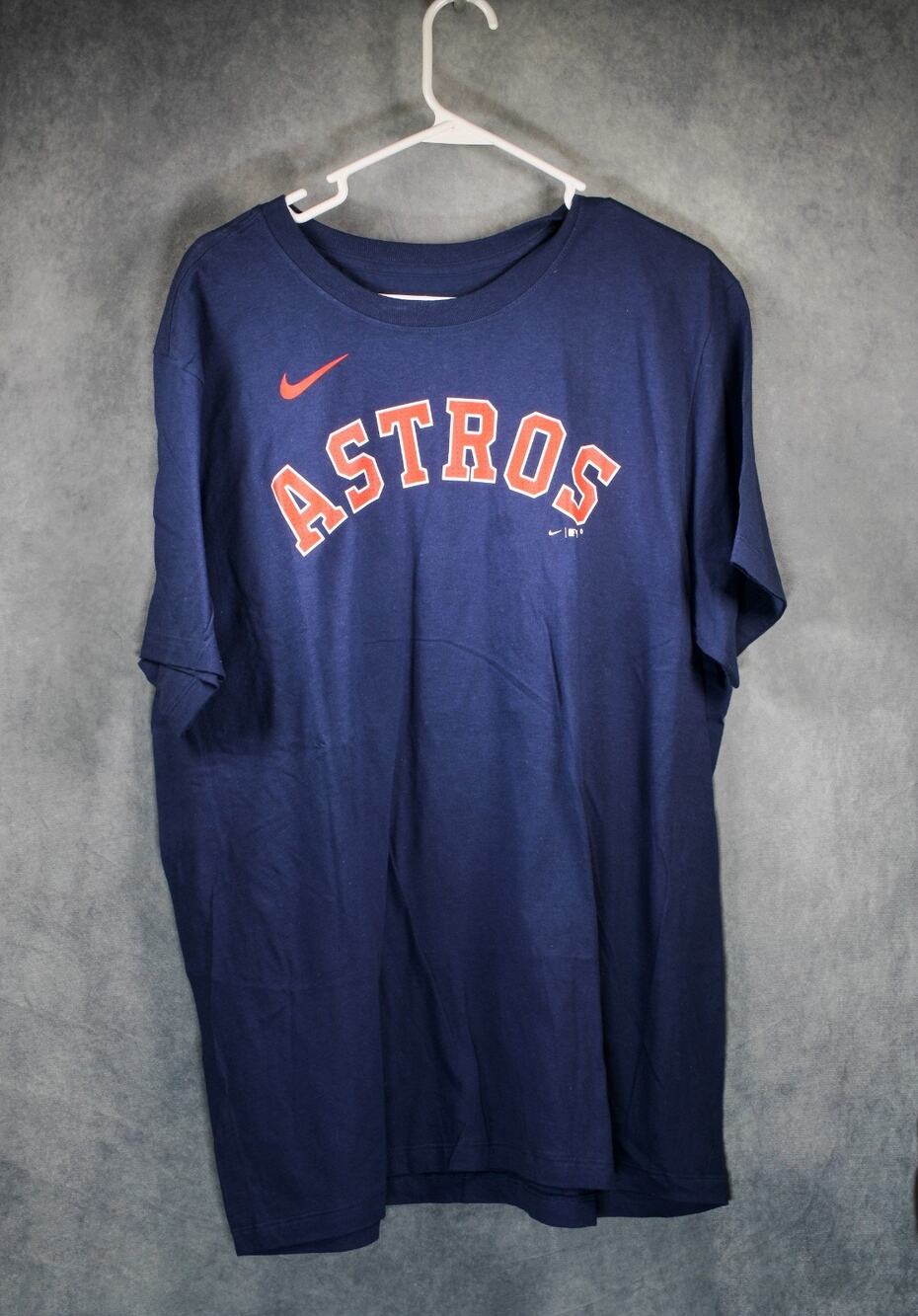 Nike Houston Astros MLB T-Shirt Navy Blue Orange Swoosh Men's Size XL